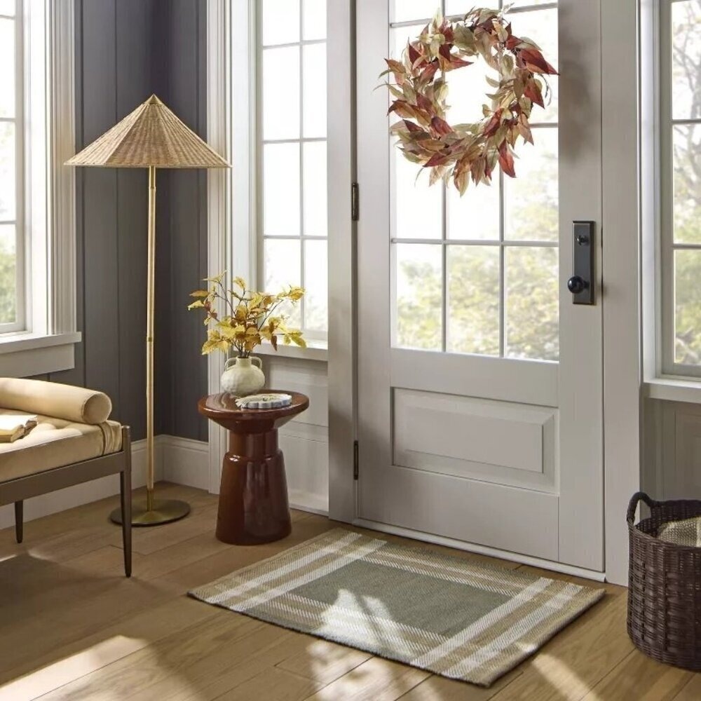 Neutral Plaid Layering Rug 2x3 - Threshold Studio McGee,‎ Indoor Outdoor